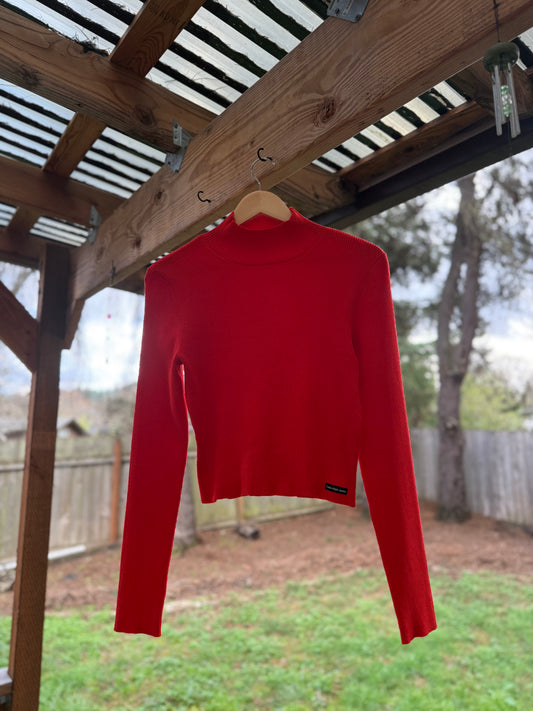 Calvin Klein Jeans Ribbed Mock Neck Crop Top