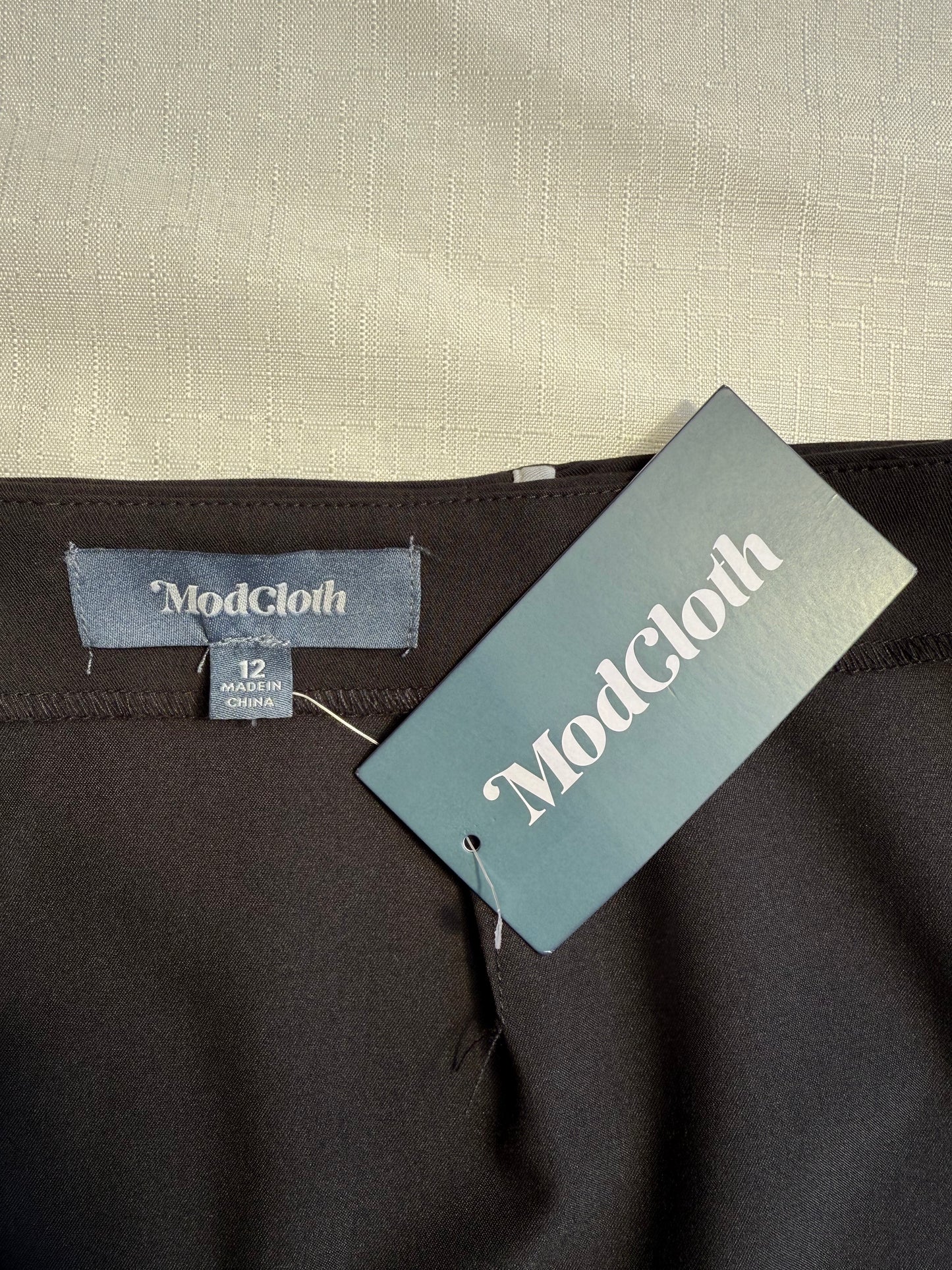 ModCloth Black Mini Skirt with White Contrast Piping