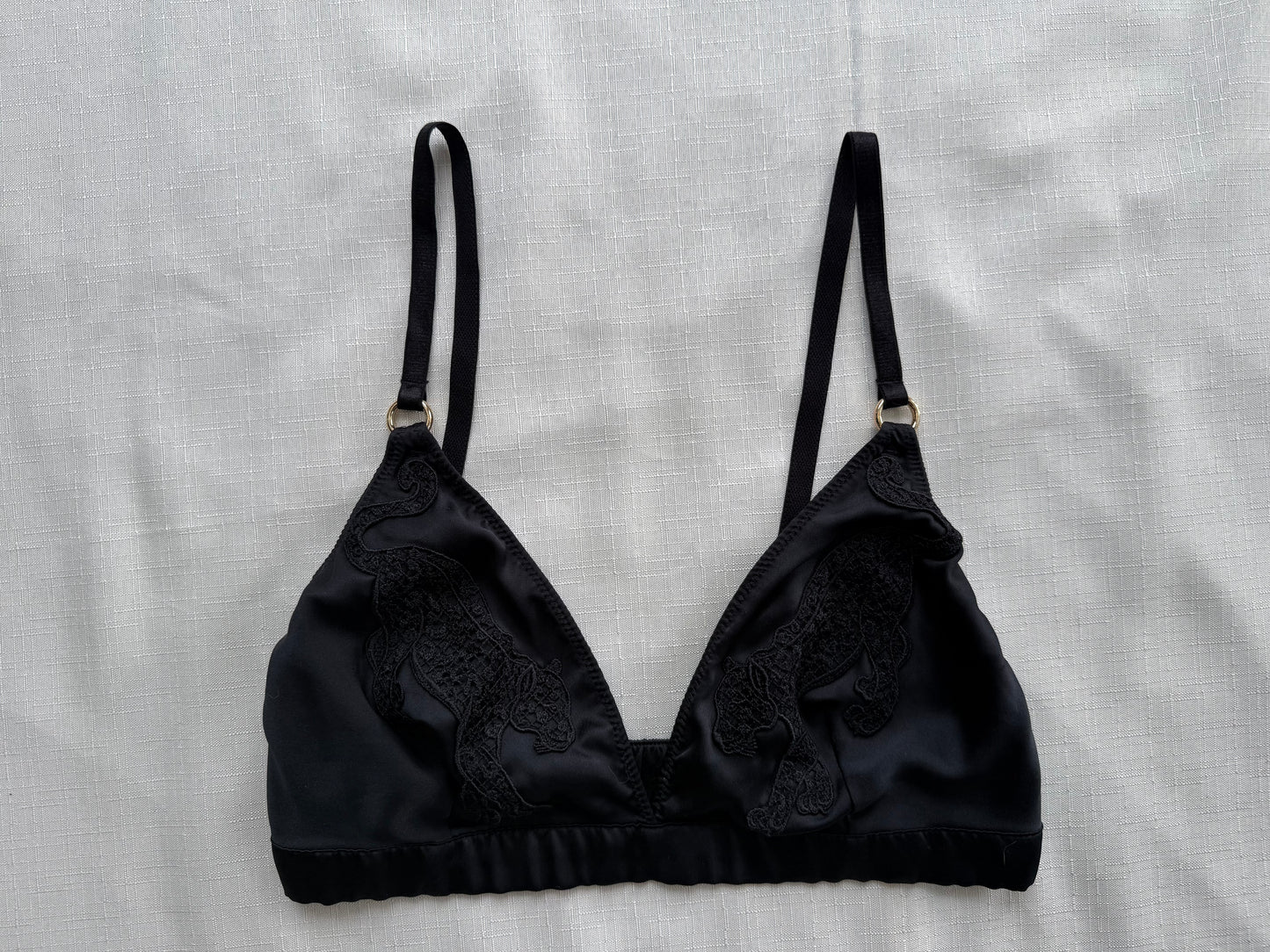 Victoria’s Secret Black Satin Appliqué Bralette