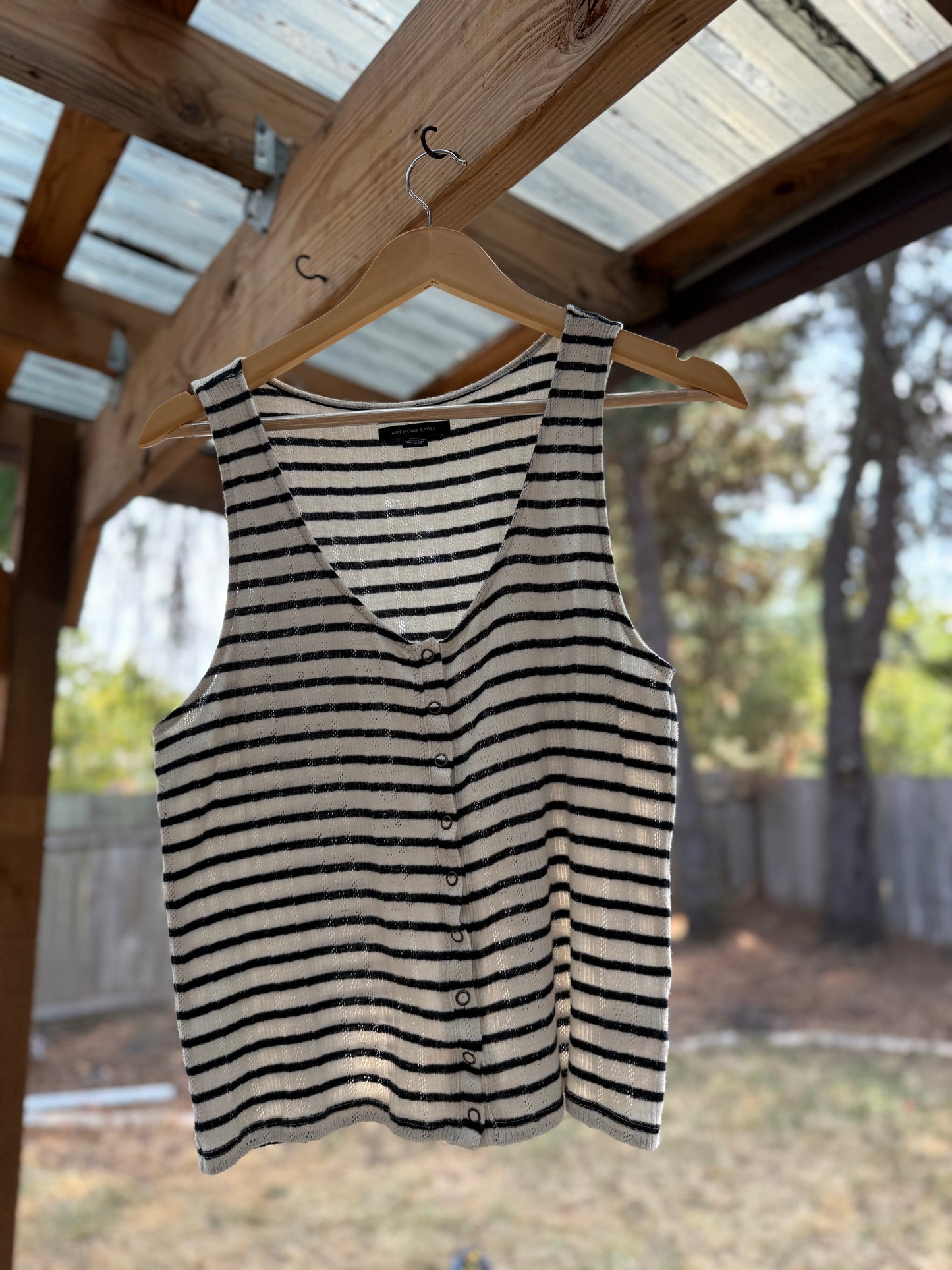 American Eagle Striped Button Tank