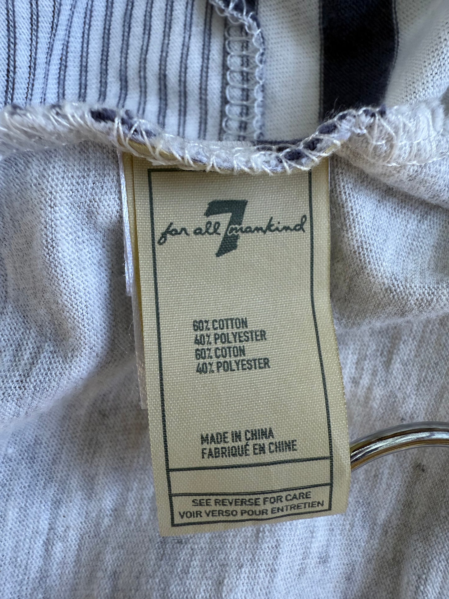 7 For All Mankind Striped Sleeveless Henley Tank