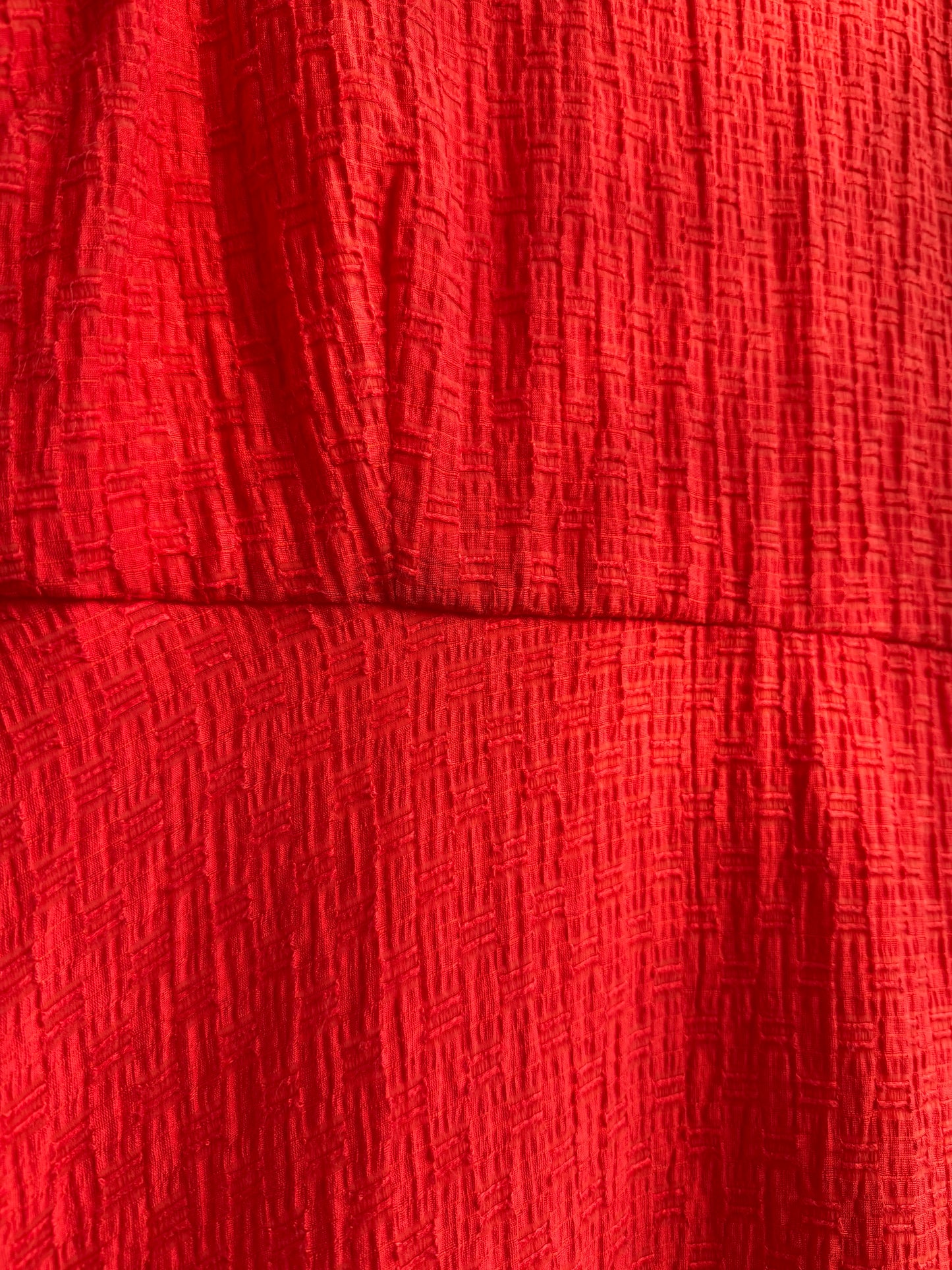 Chico’s Petite Red Lace-Yoke Textured Fit & Flare Dress