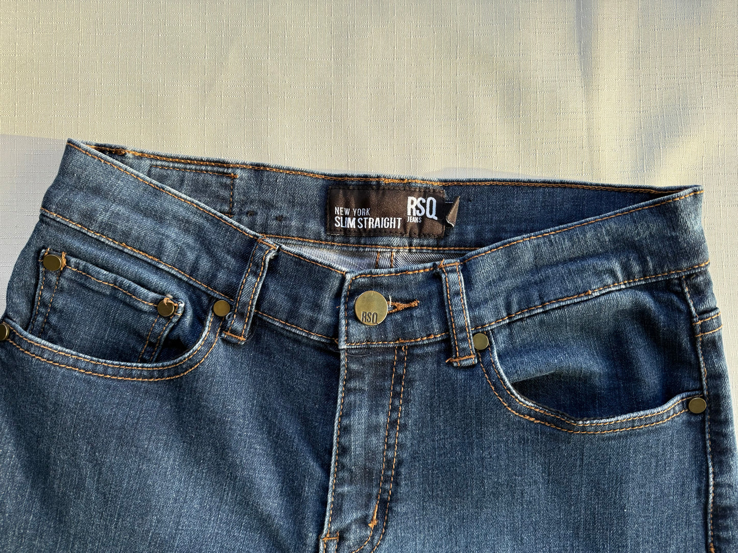Dark Wash RSQ New York Slim Straight Jeans