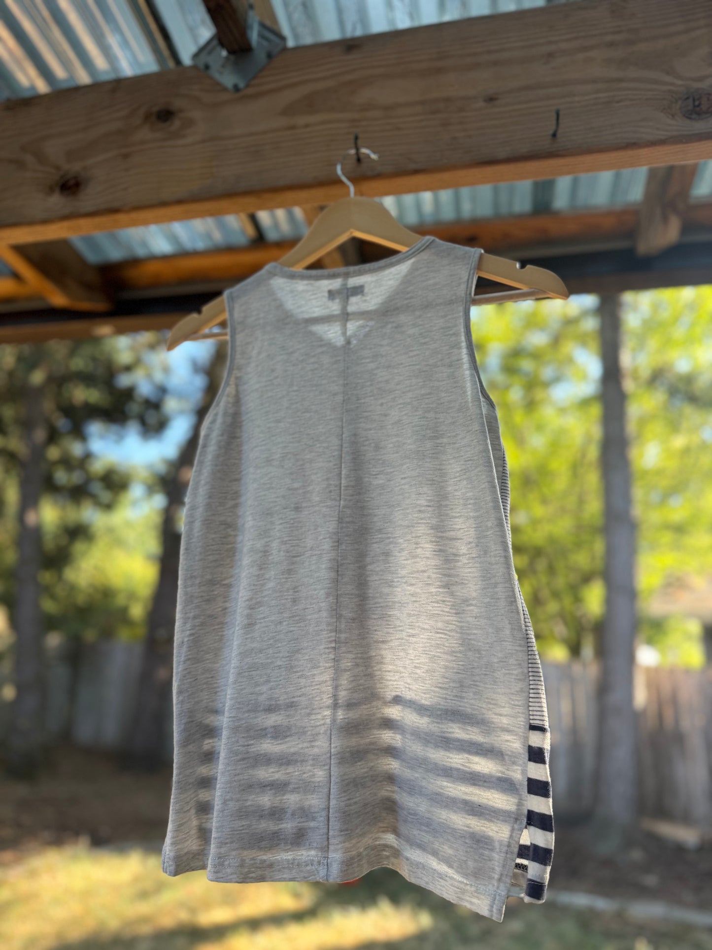 7 For All Mankind Striped Sleeveless Henley Tank