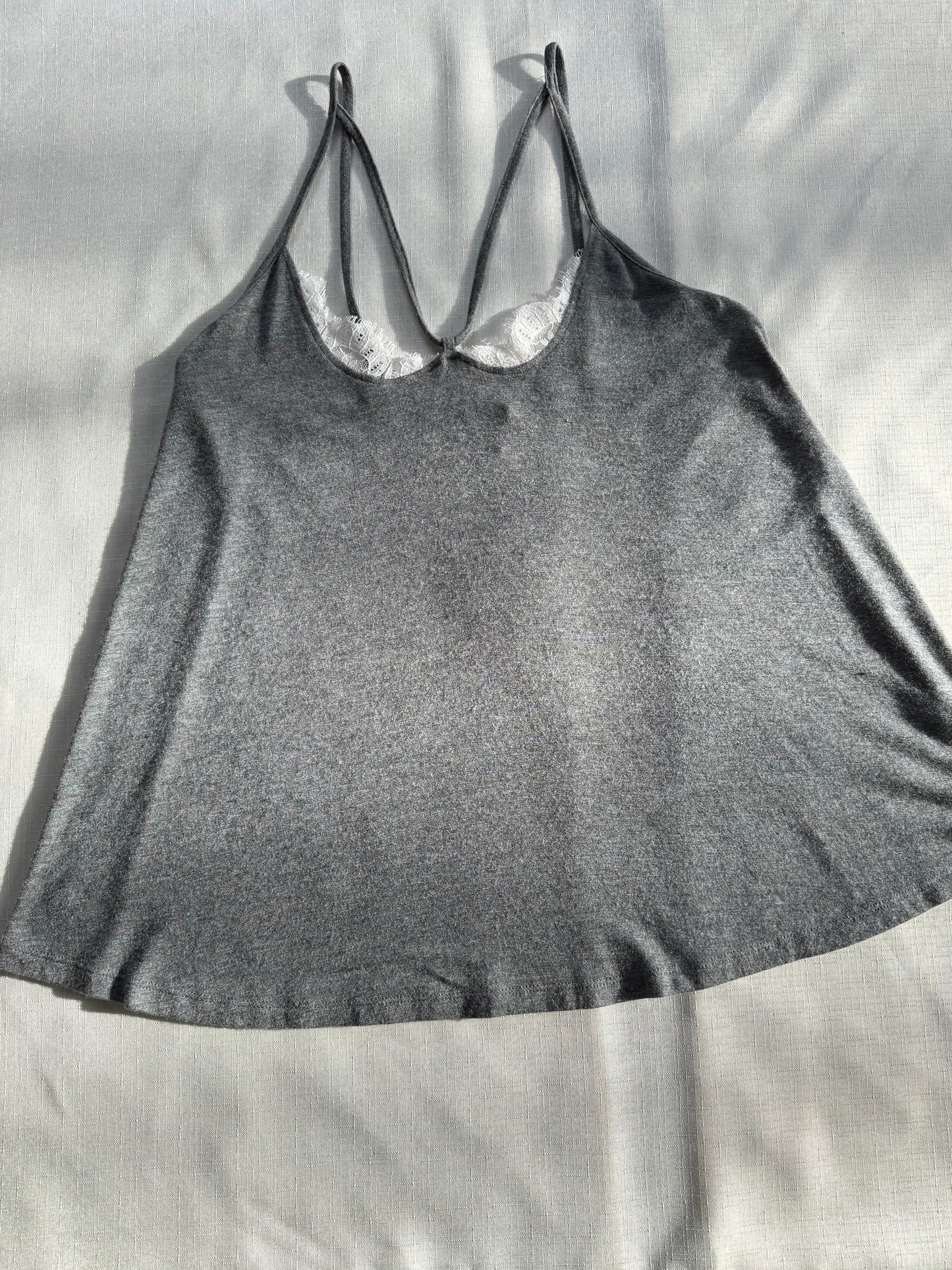Express Gray Lace-Trim Strappy Camisole