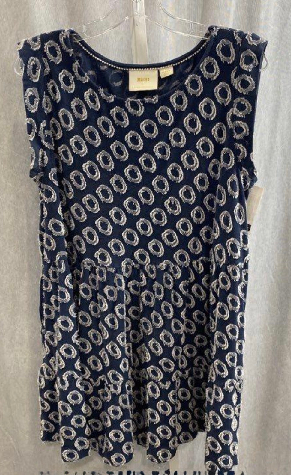 Maeve by Anthropologie Navy Clip-Dot Drop-Waist Dress