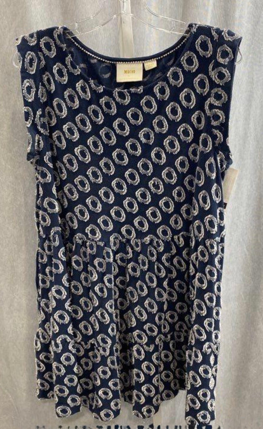 Maeve by Anthropologie Navy Clip-Dot Drop-Waist Dress