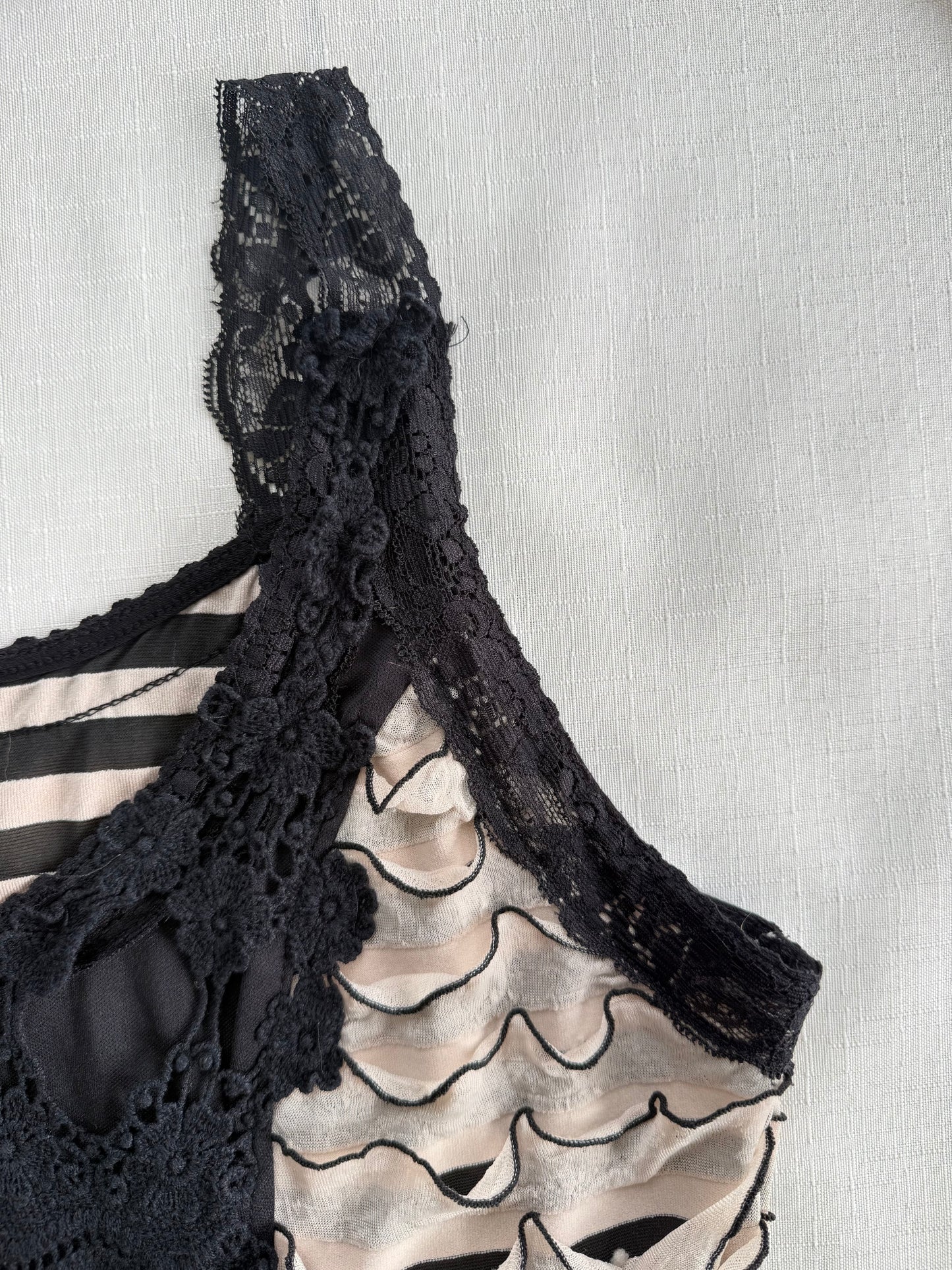 Cocomo Sheer Stripe Lace Panel Tank