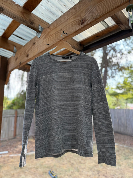 Marc Anthony Grey Stripe Long Sleeve Tee