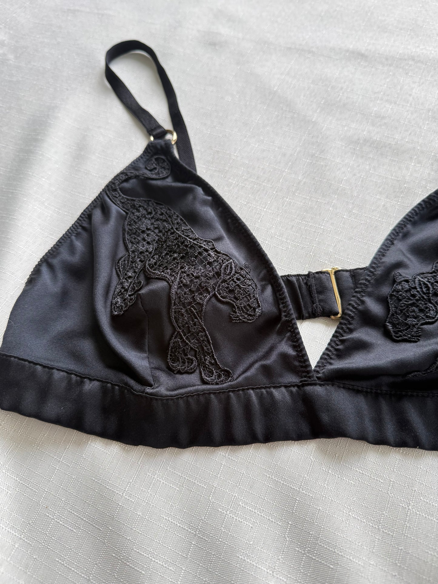 Victoria’s Secret Black Satin Appliqué Bralette
