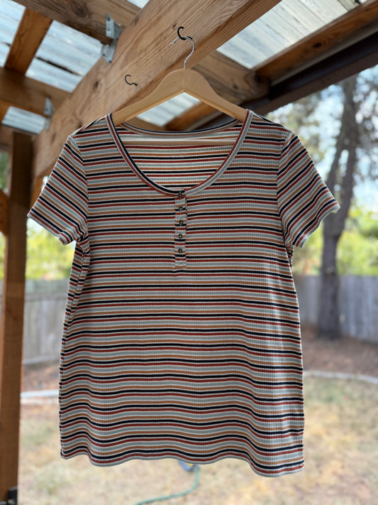 American Eagle Striped Henley Tee
