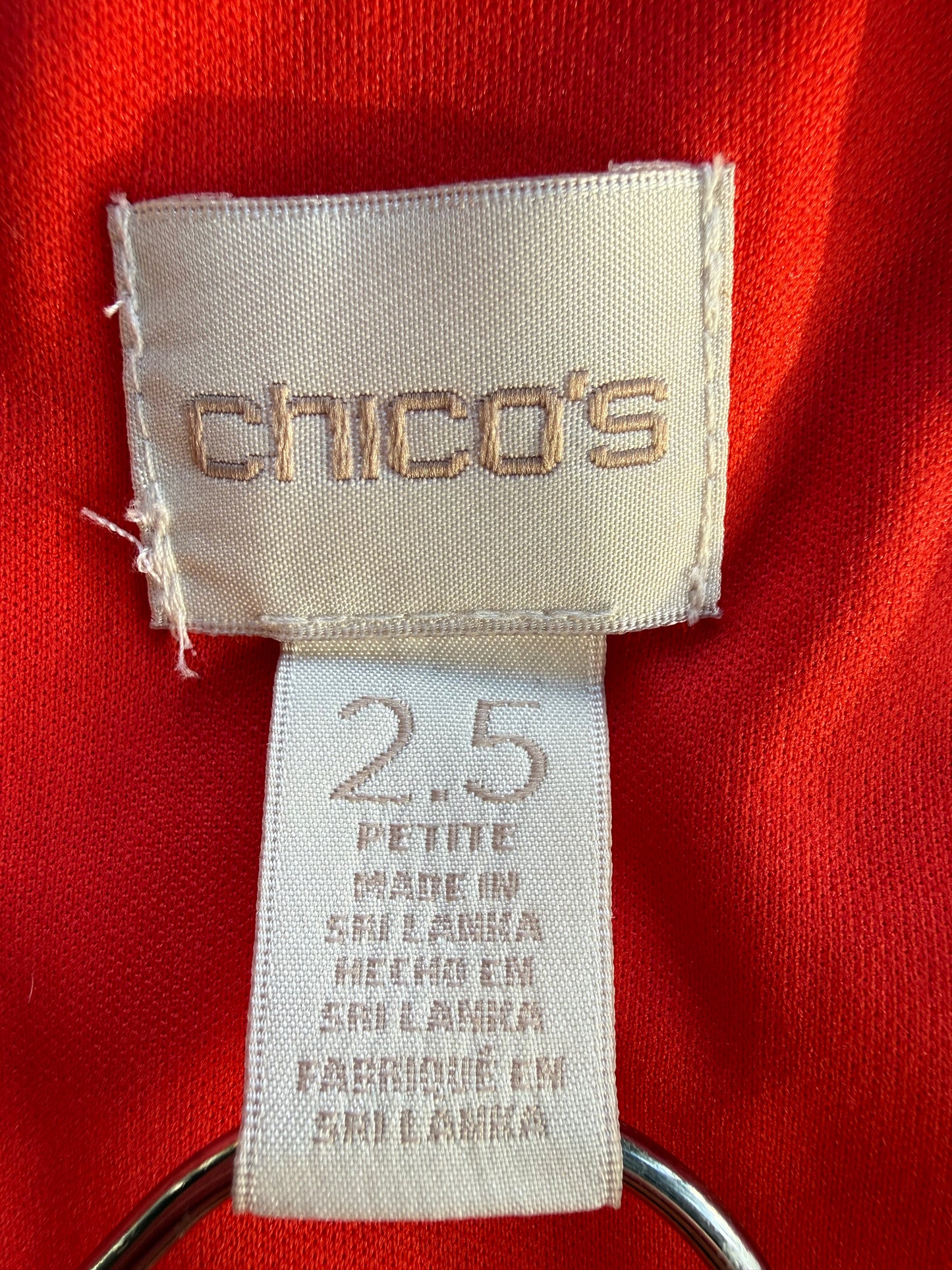 Chico’s Petite Red Lace-Yoke Textured Fit & Flare Dress