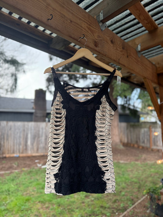 Cocomo Sheer Stripe Lace Panel Tank