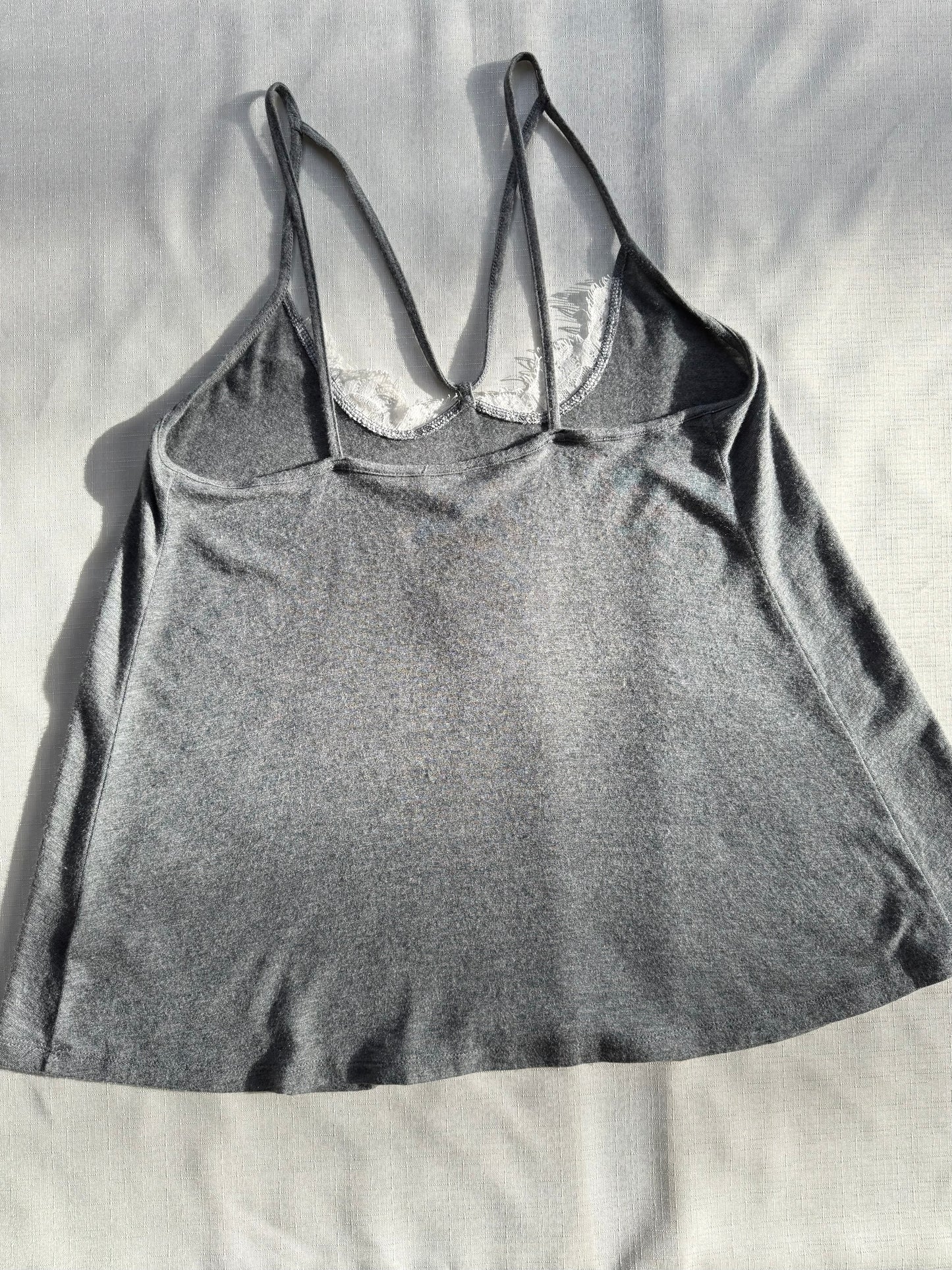 Express Gray Lace-Trim Strappy Camisole