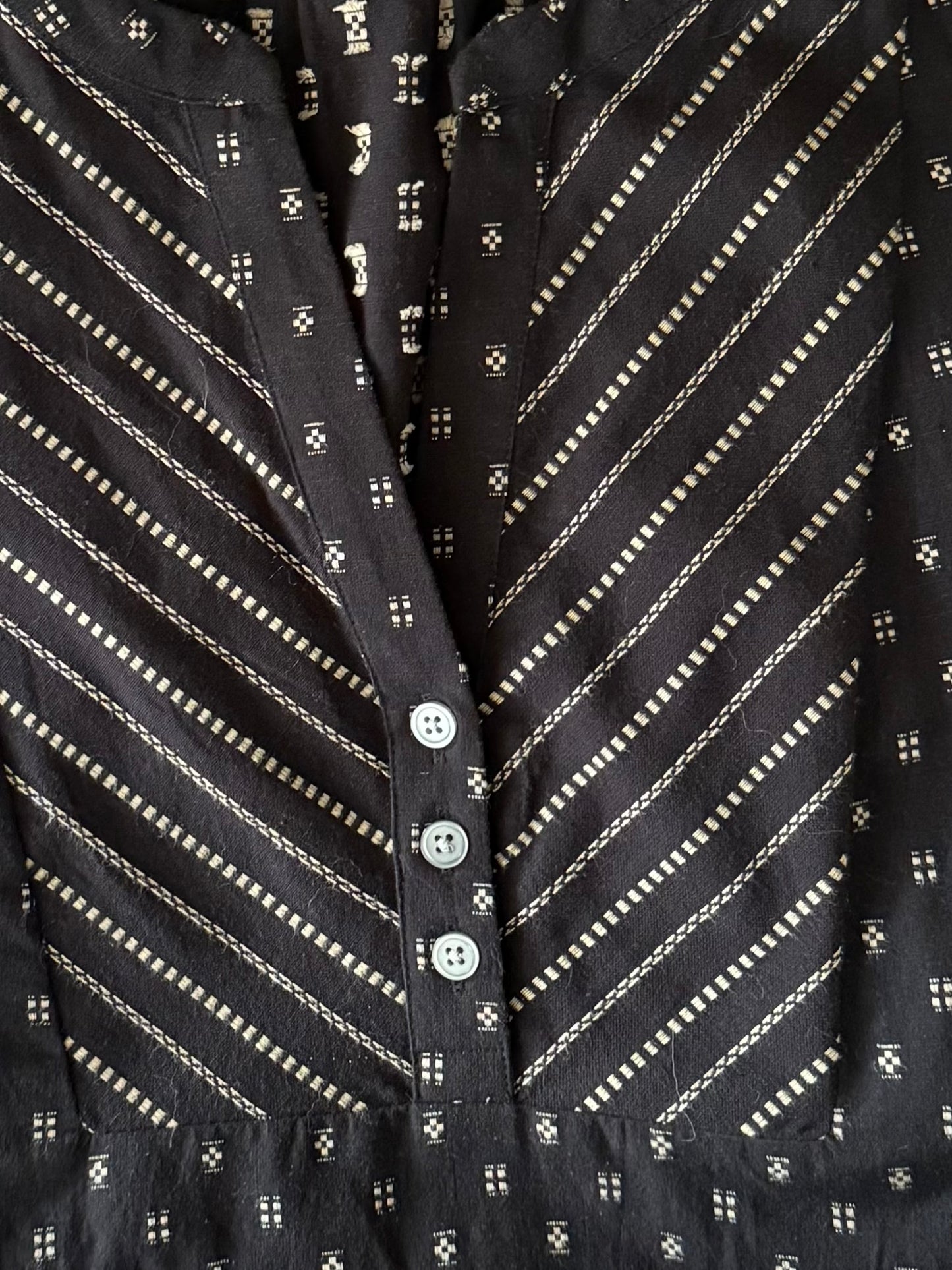 LOFT Black Printed Cotton Dress