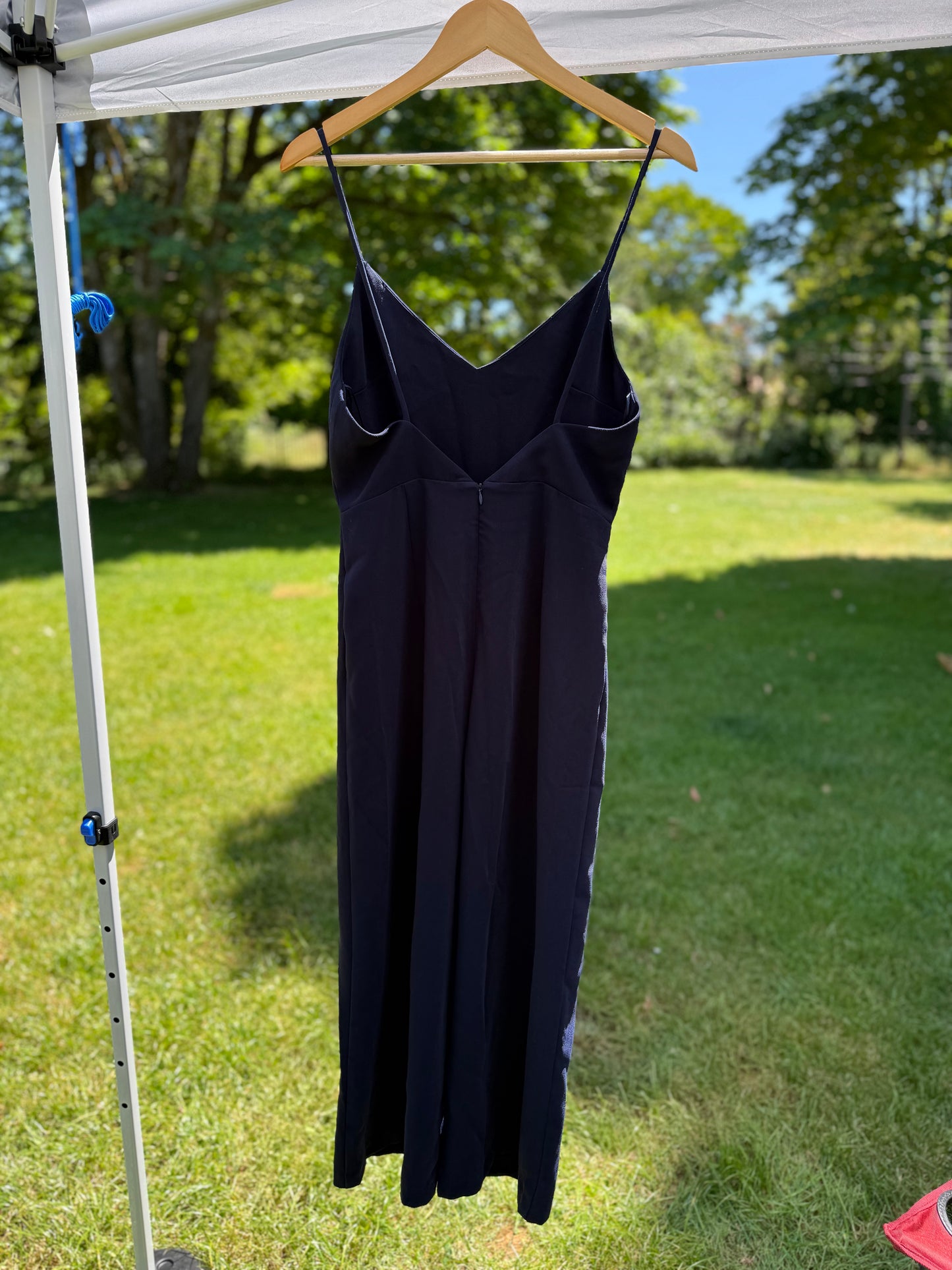 Promesa Navy V-Neck Spaghetti Strap Midi Jumpsuit