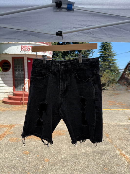Forever 21 Black Distressed Denim Cutoff Shorts