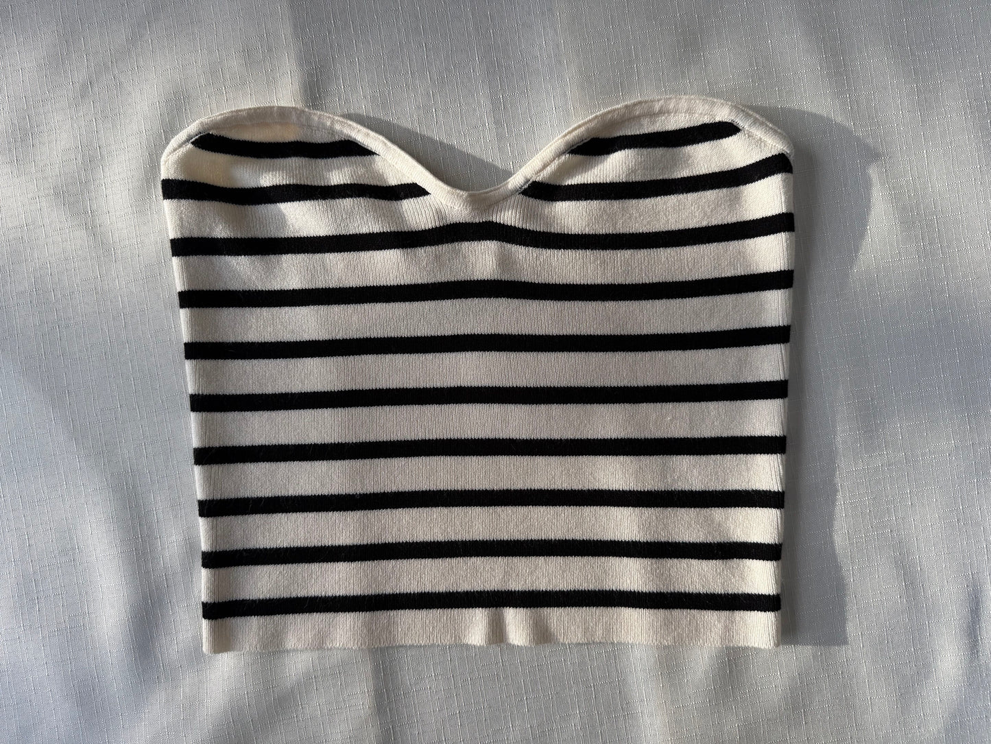 H&M Black & Cream Striped Knit Tube Top