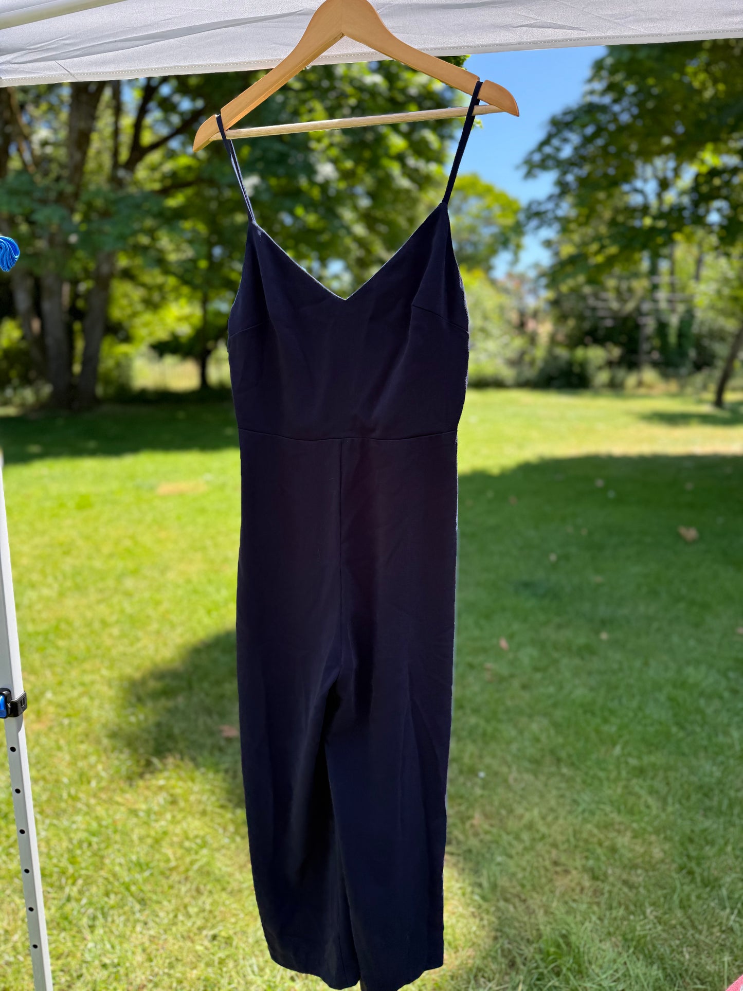 Promesa Navy V-Neck Spaghetti Strap Midi Jumpsuit