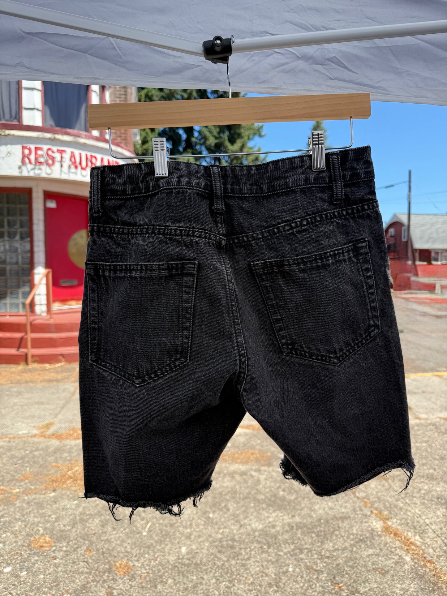Forever 21 Black Distressed Denim Cutoff Shorts