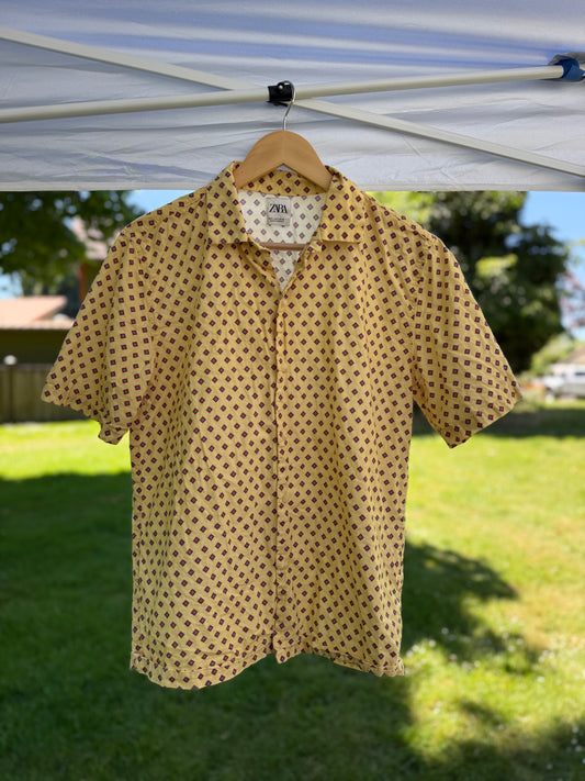 Zara Geometric Print Cotton Button-Down