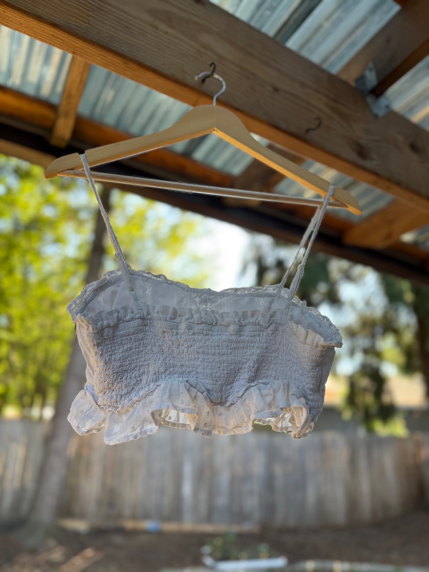 American Eagle White Lace Button-Front Crop Top