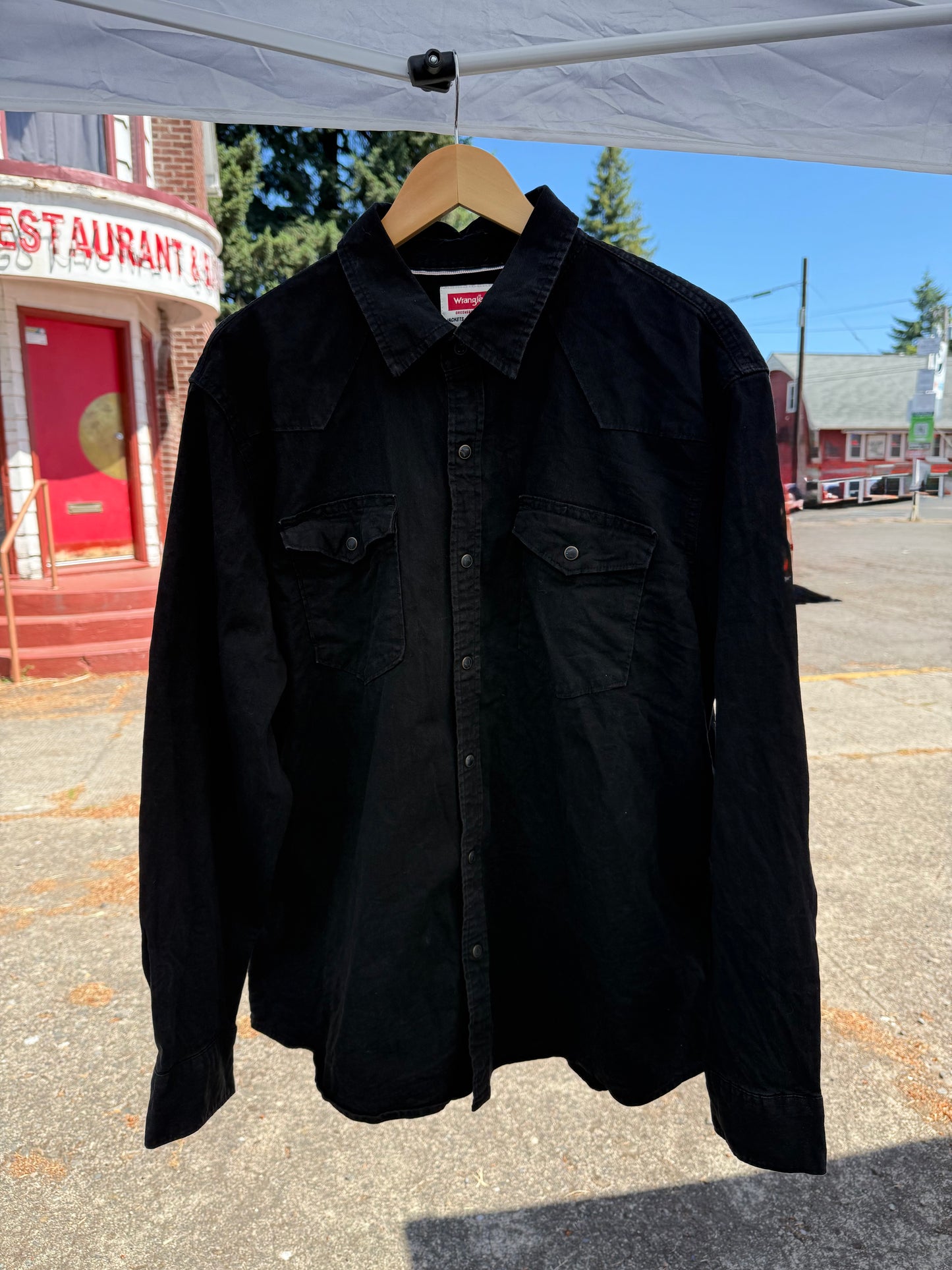 Wrangler Black Button-Down Shirt