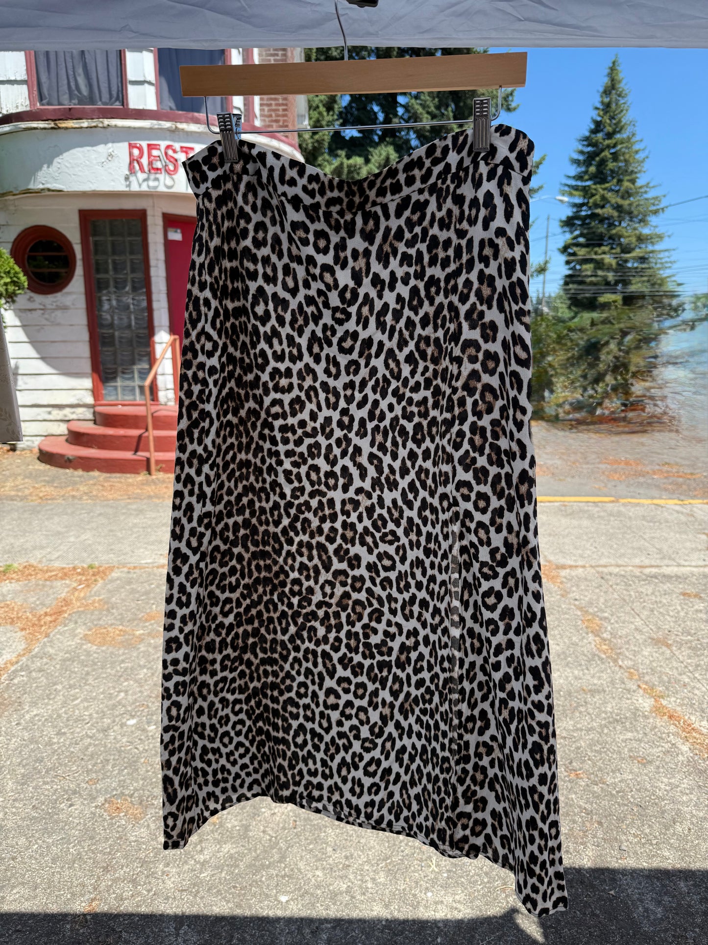 H&M Leopard Print Bias-Cut Midi Skirt