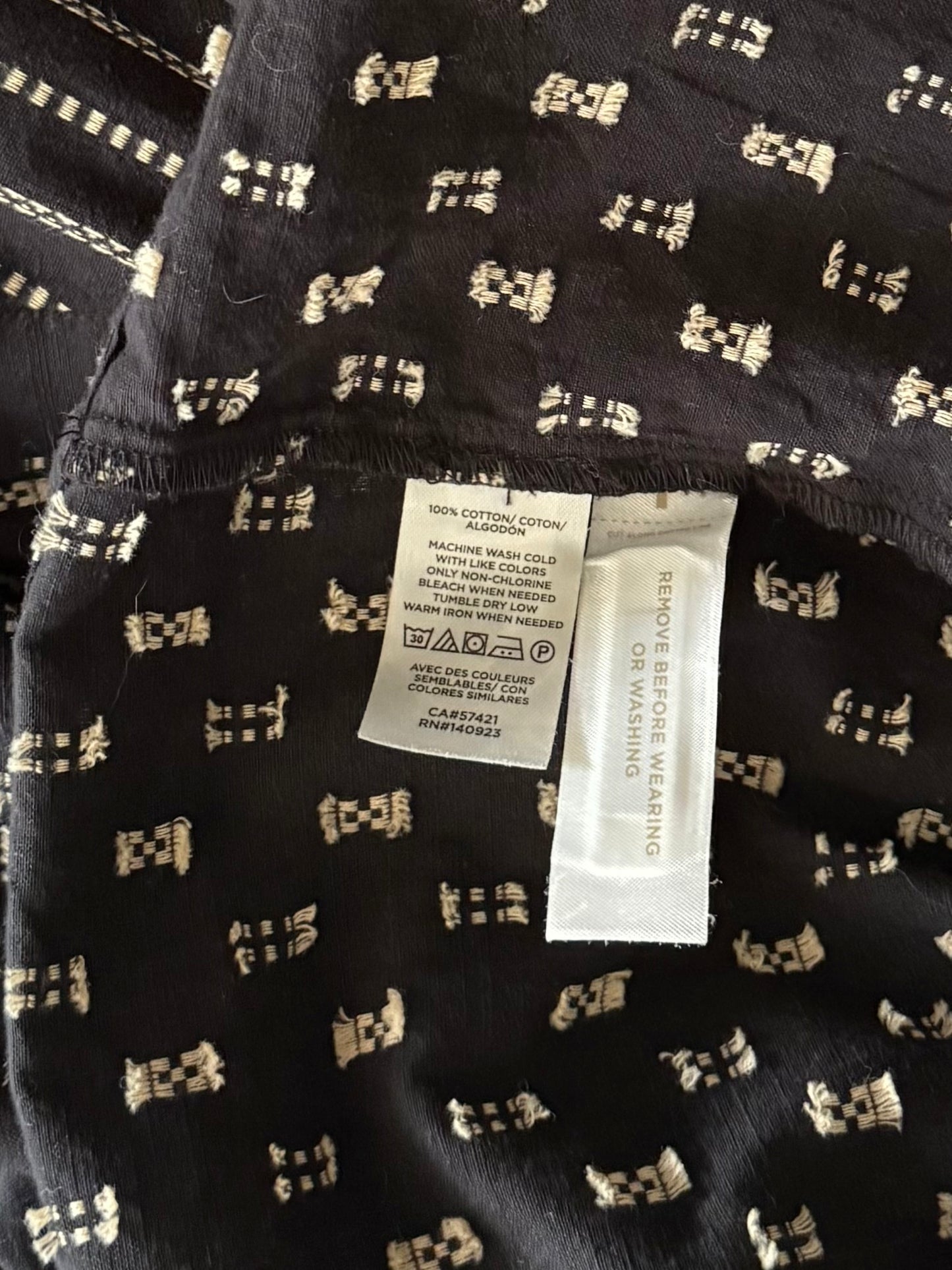 LOFT Black Printed Cotton Dress