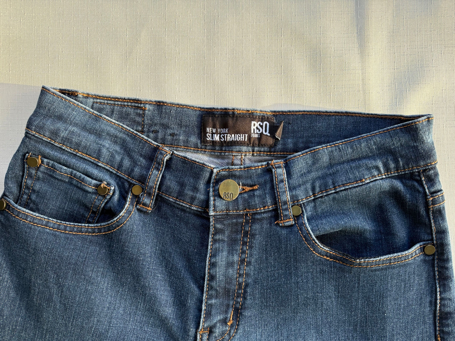 Dark Wash RSQ New York Slim Straight Jeans