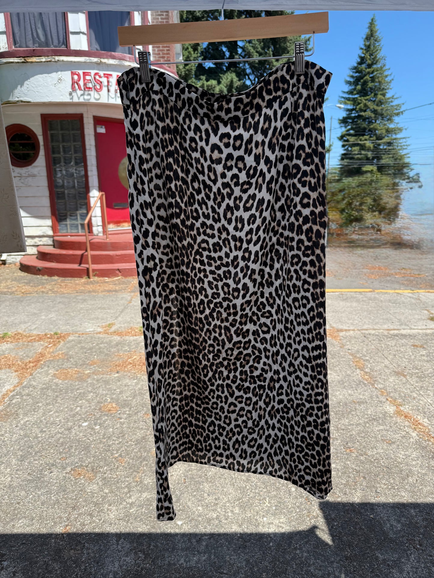 H&M Leopard Print Bias-Cut Midi Skirt