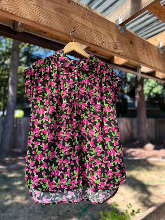 ModCloth Berry Floral Blouse