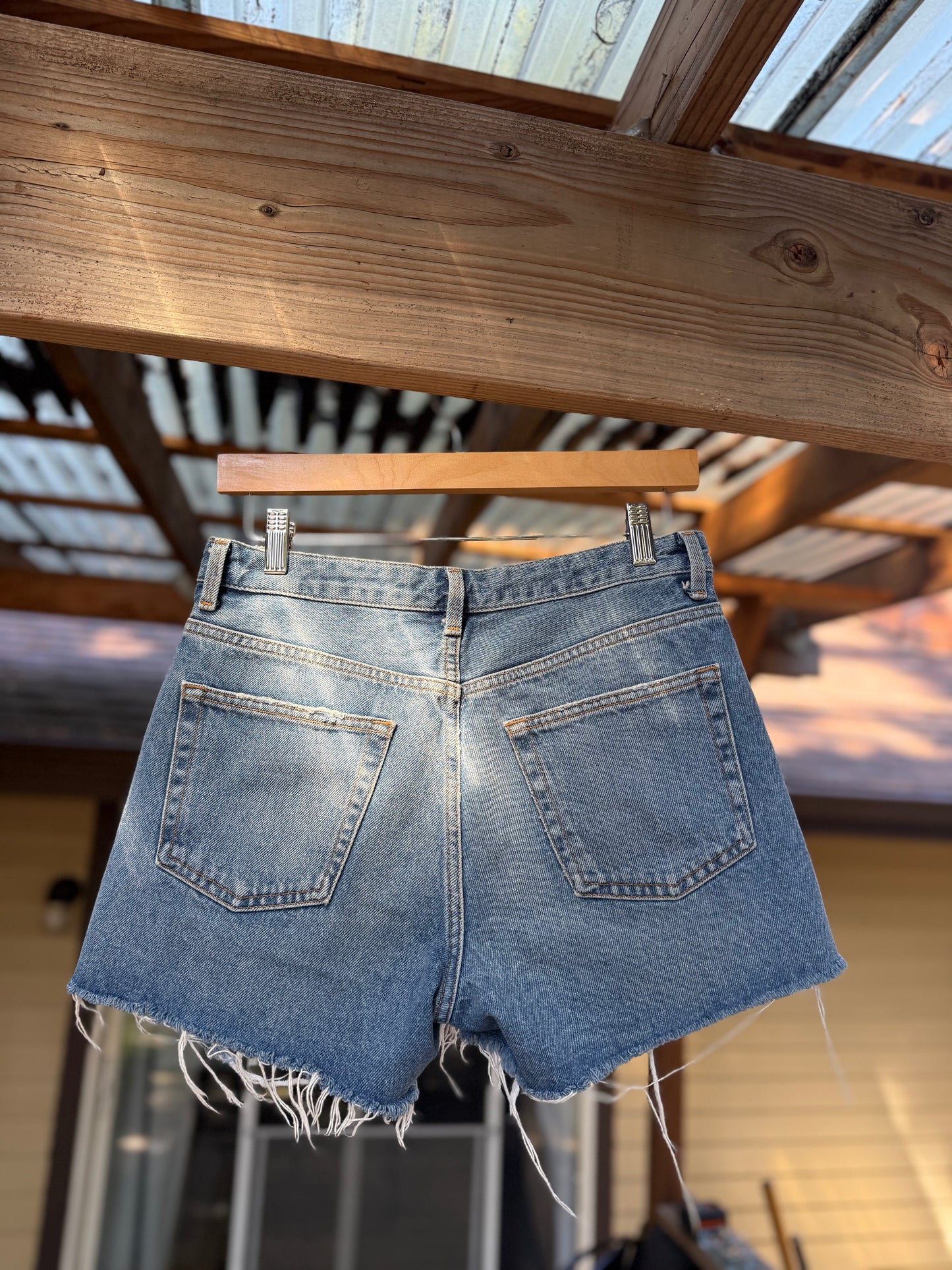 Topshop Moto Button-Fly Denim Shorts