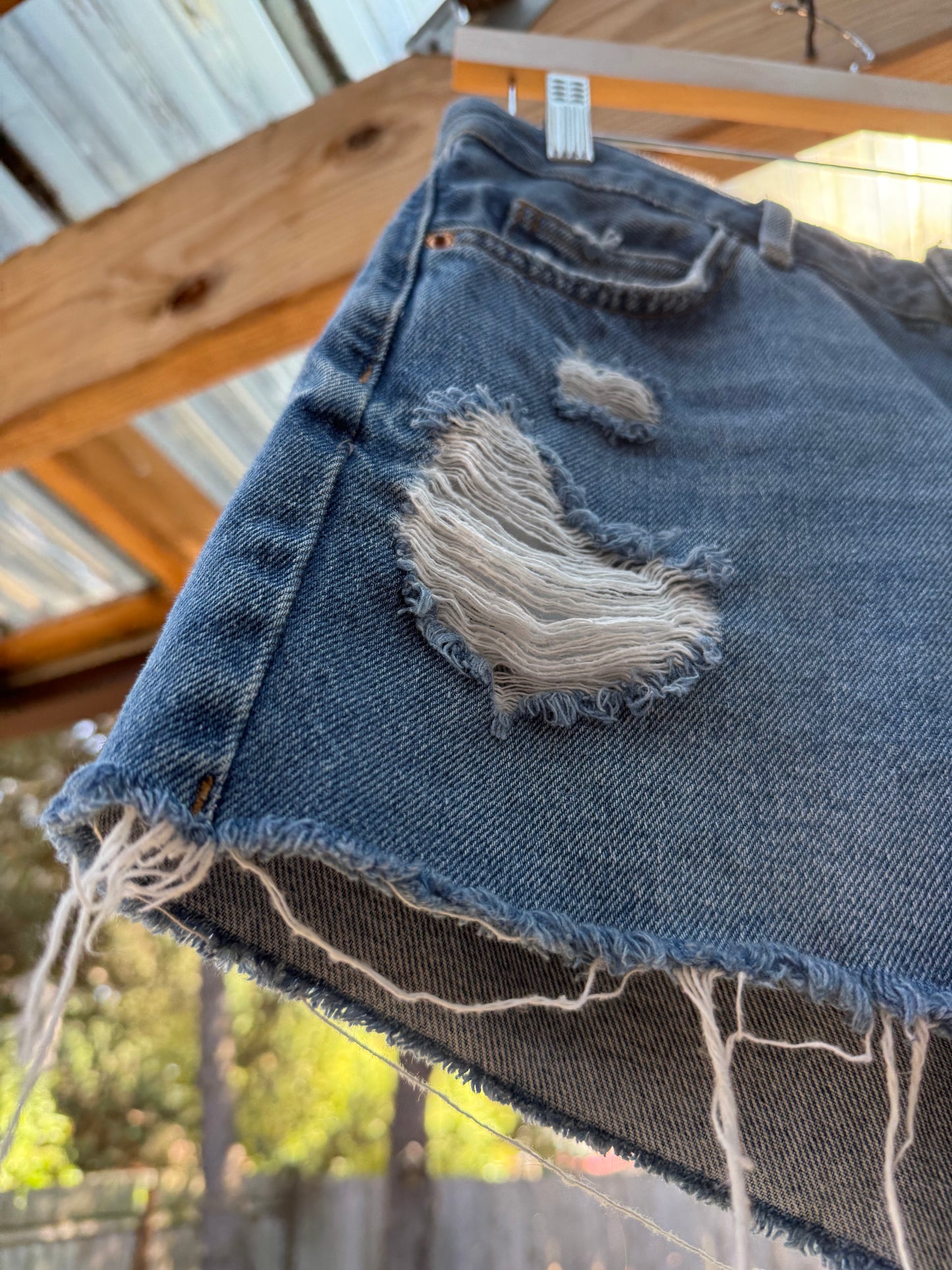 Topshop Moto Button-Fly Denim Shorts