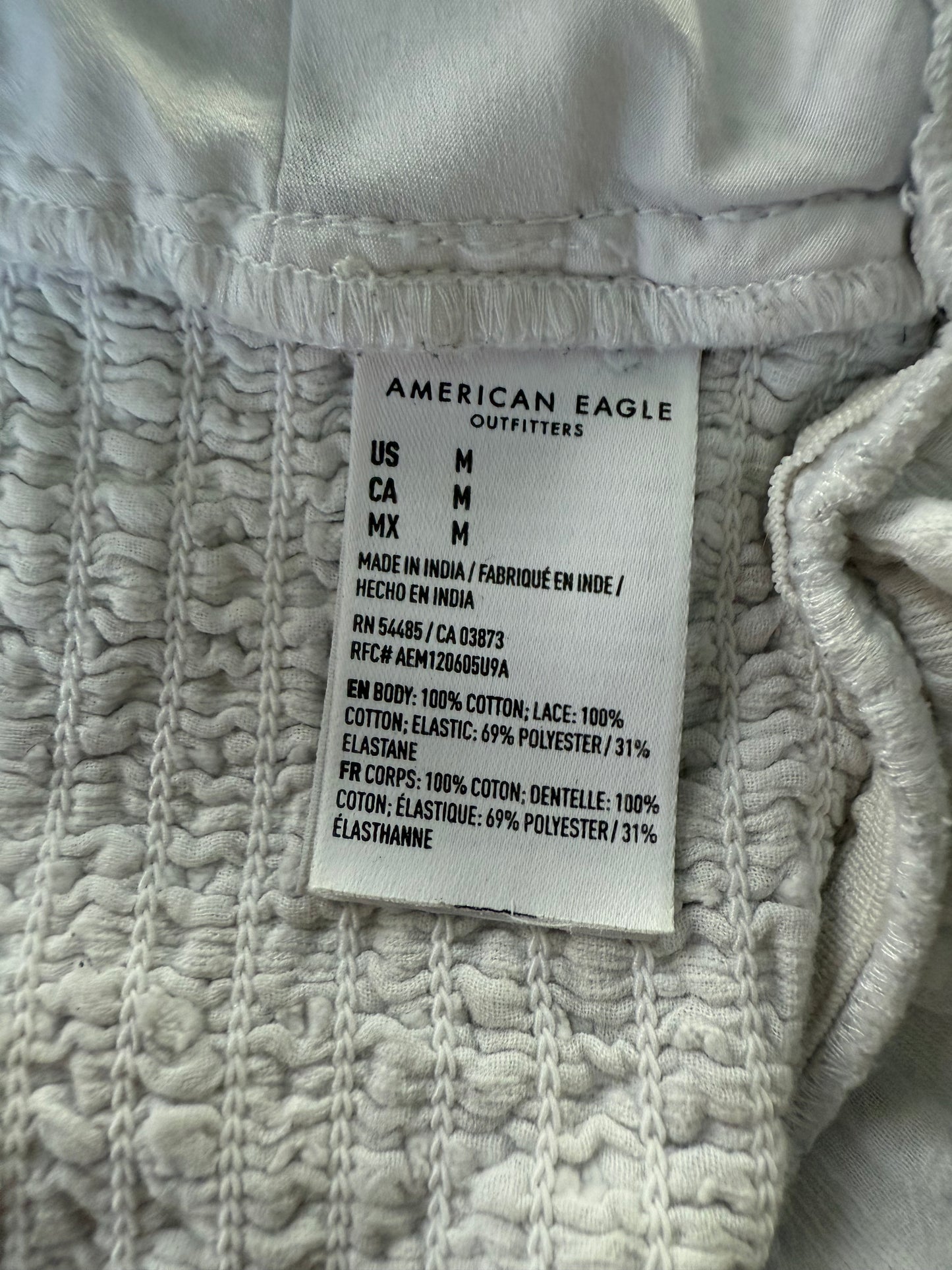 American Eagle White Lace Button-Front Crop Top