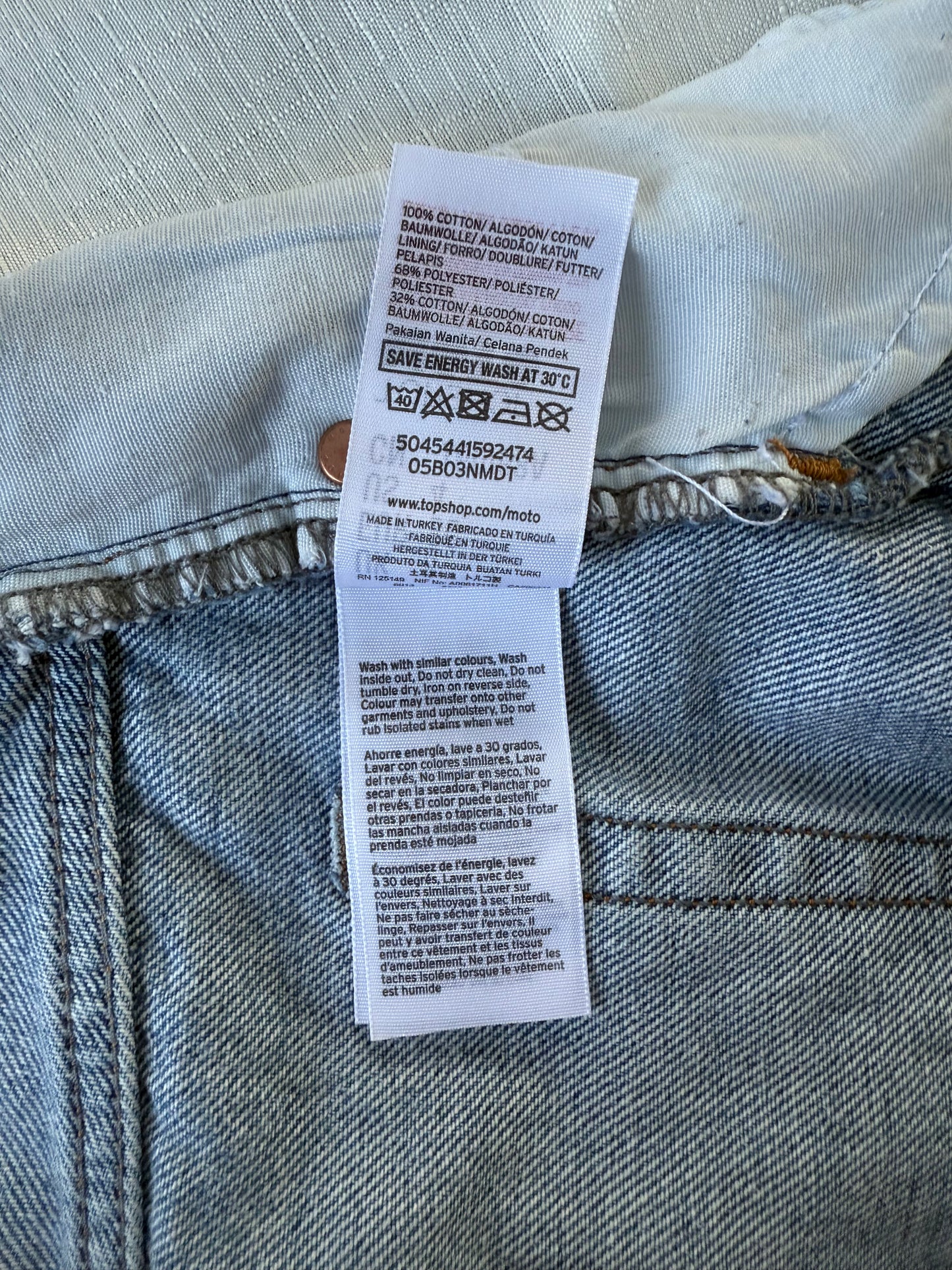 Topshop Moto Button-Fly Denim Shorts