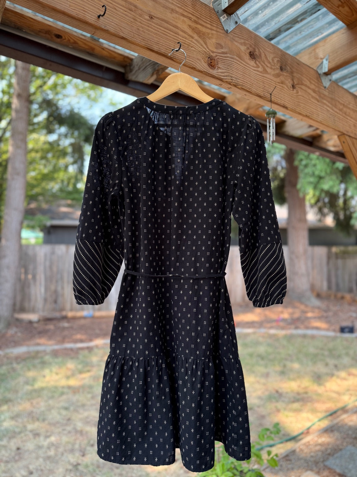 LOFT Black Printed Cotton Dress