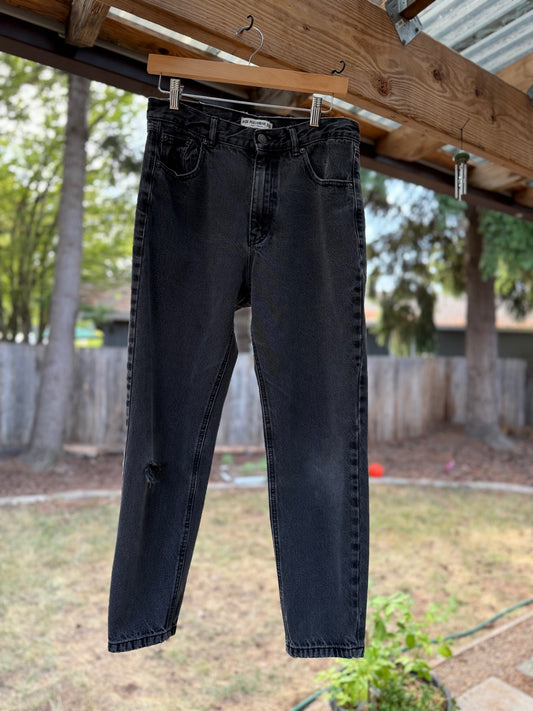 Pull & Bear Washed Black Straight-Leg Jeans