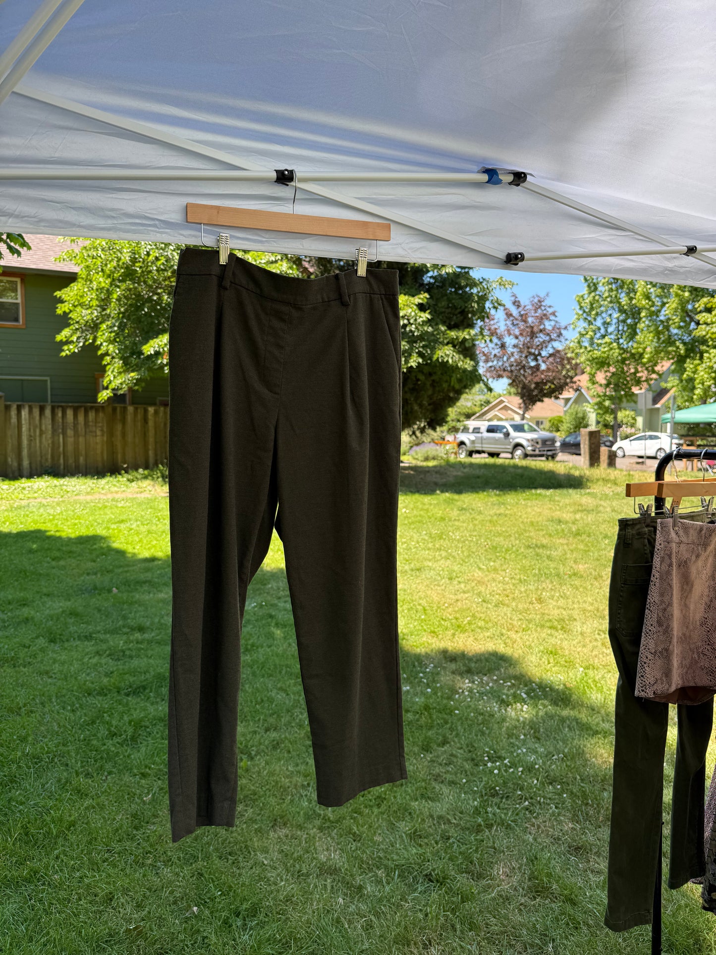 LOFT Pull-On Trousers in Dark Olive