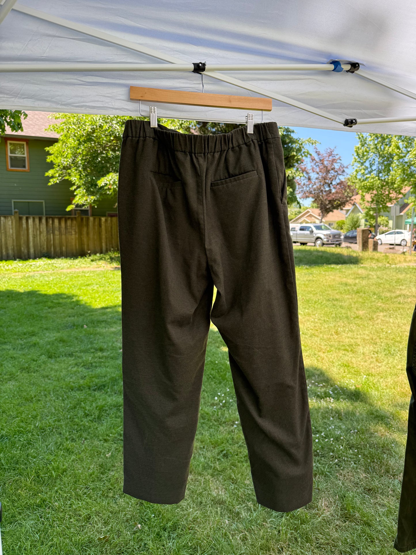 LOFT Pull-On Trousers in Dark Olive