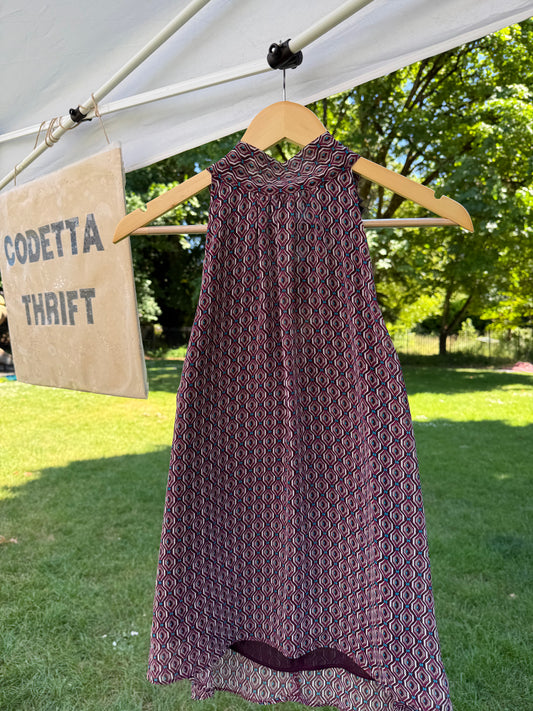 Daytrip Geometric Print Tie-Halter Top in Wine