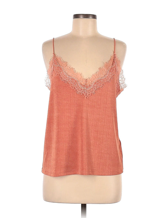 H&M Lace-Trim Rib Knit Cami in Terracotta