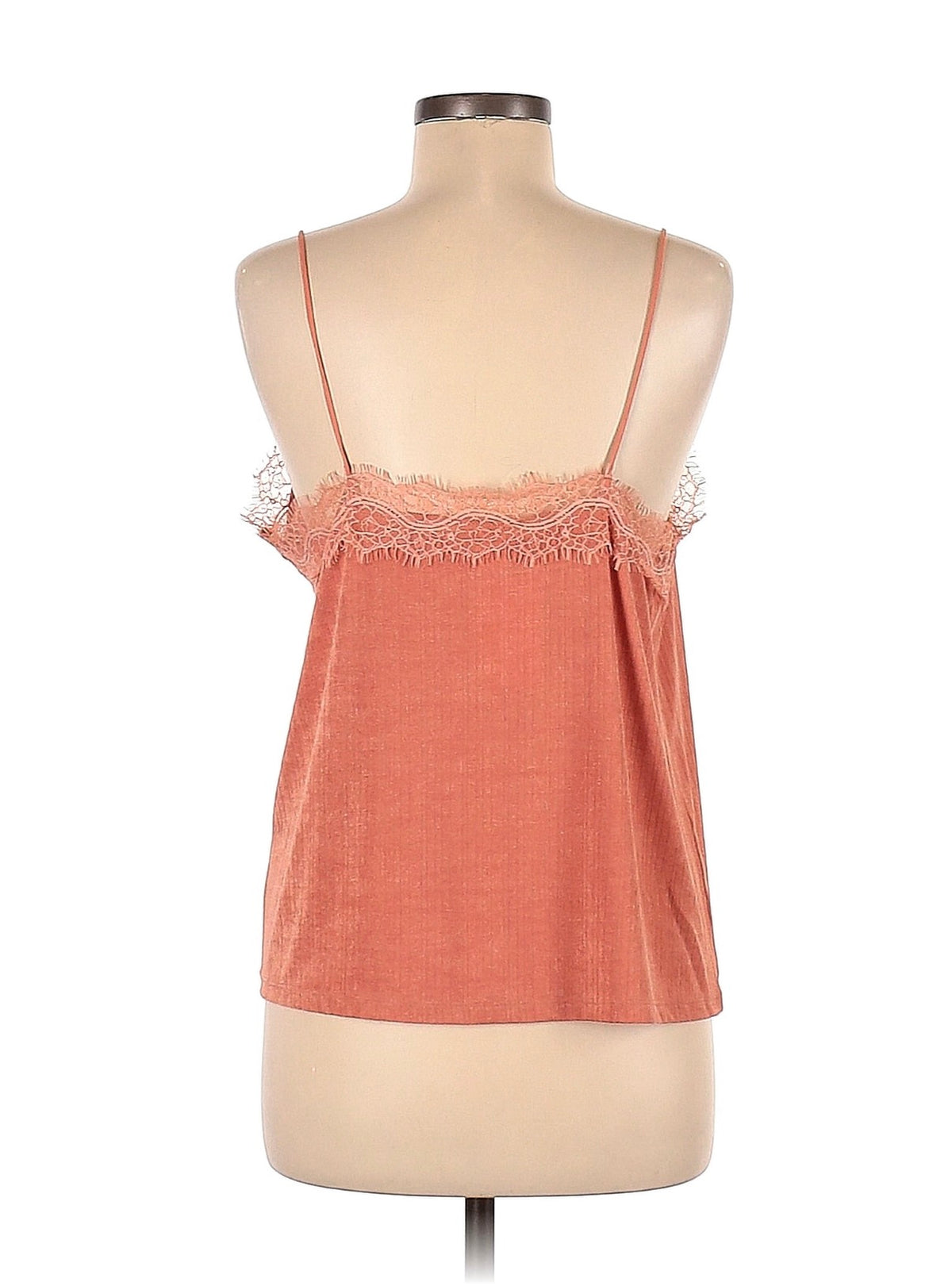 H&M Lace-Trim Rib Knit Cami in Terracotta