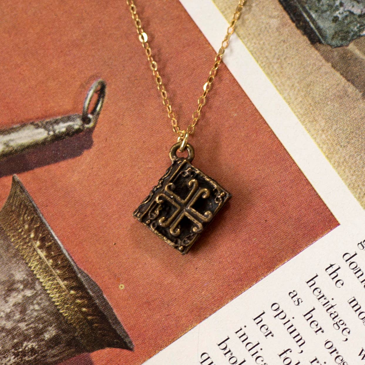 Antique Book Charm Necklace