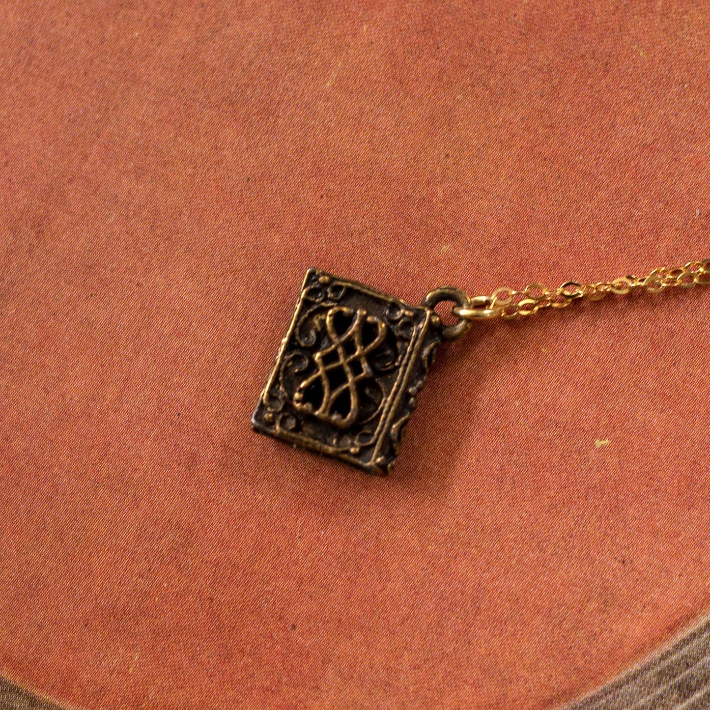 Antique Book Charm Necklace