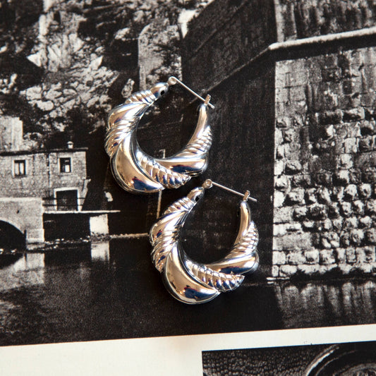 Vintage Jumbo Silver Hoops (Braided)