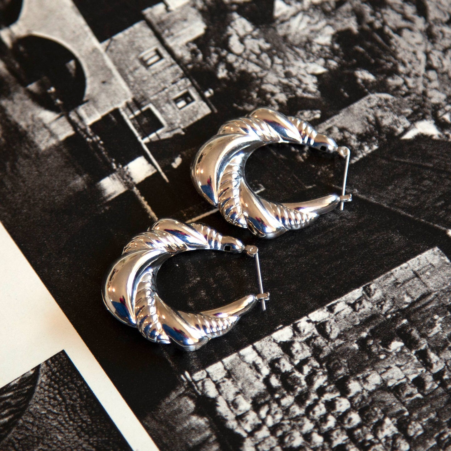 Vintage Jumbo Silver Hoops (Braided)