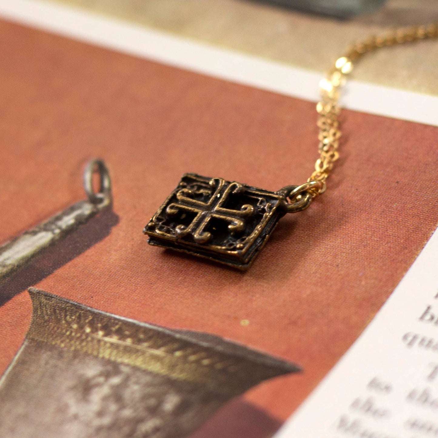 Antique Book Charm Necklace