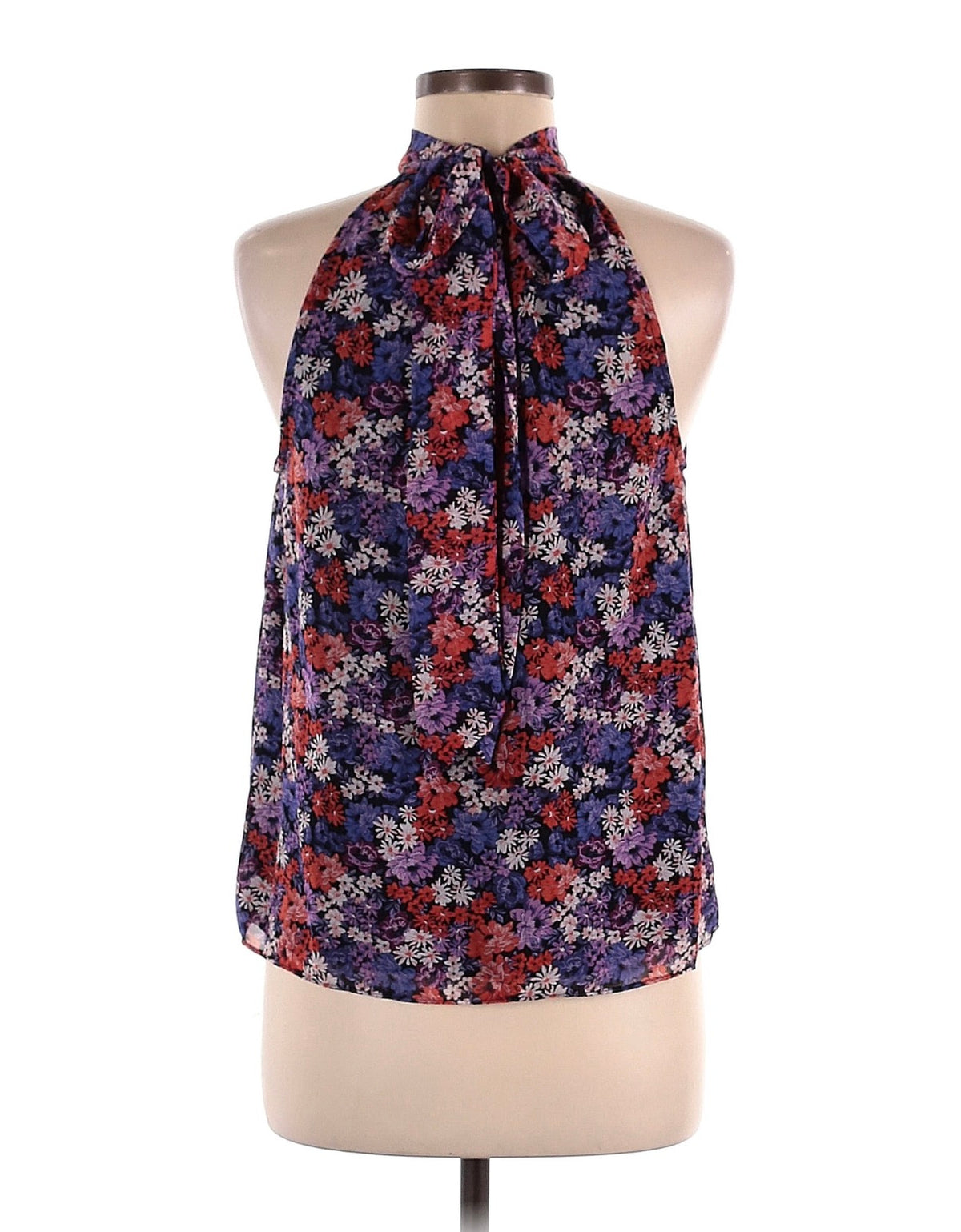 1.State Floral Tie-Neck Halter Blouse